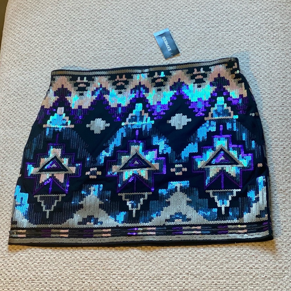 NWT Express Sequin Bodycon  Mini Skirt XS